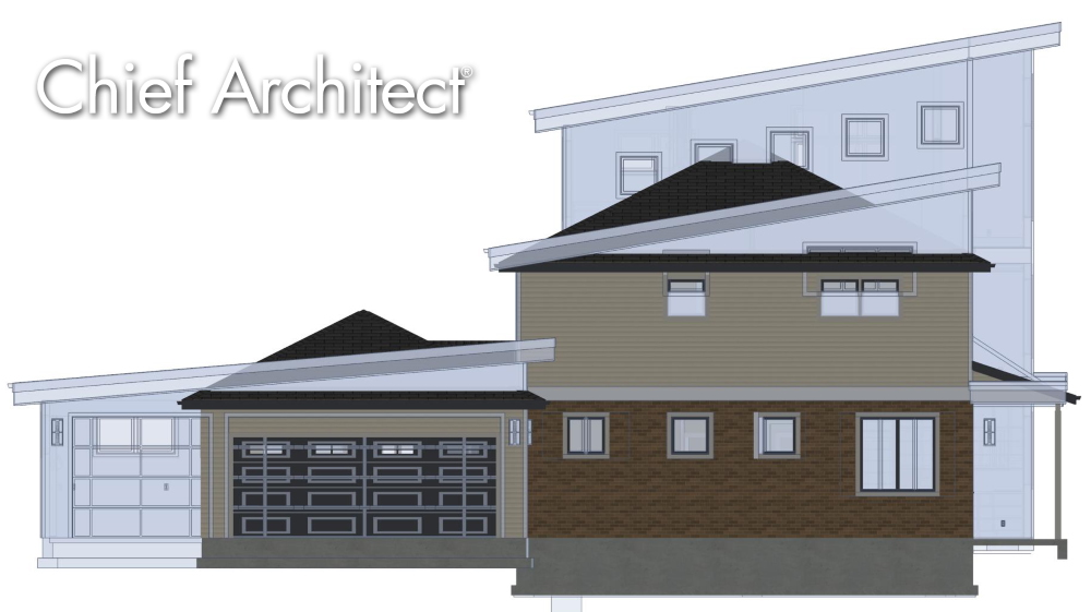 Elevation view showing the as-built and the remodel.
