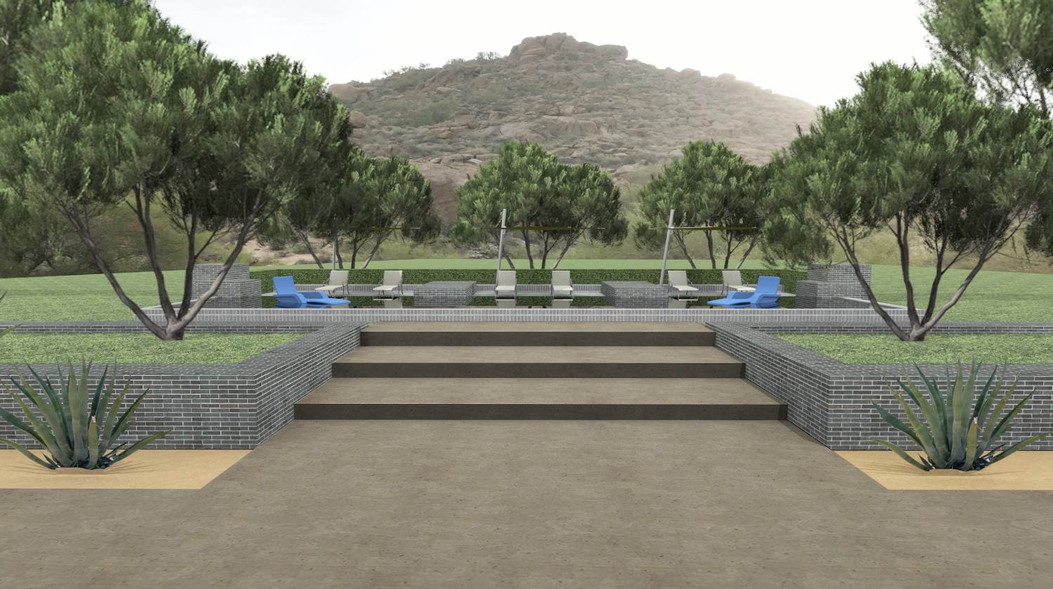 Pool side oasis in the desert.