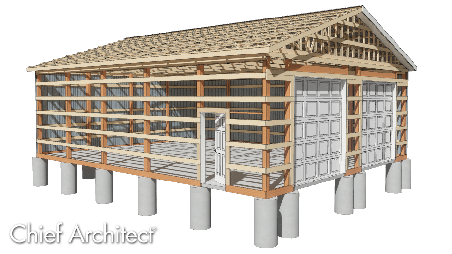 Structure created using post-frame construction